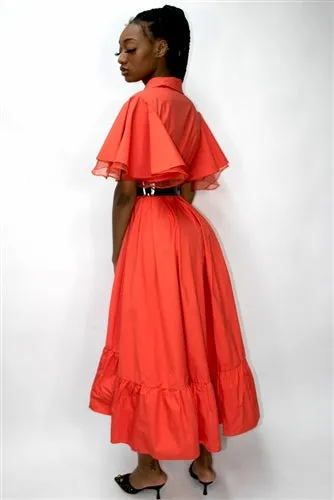 Belted Ruffle Hem High-Low Dress