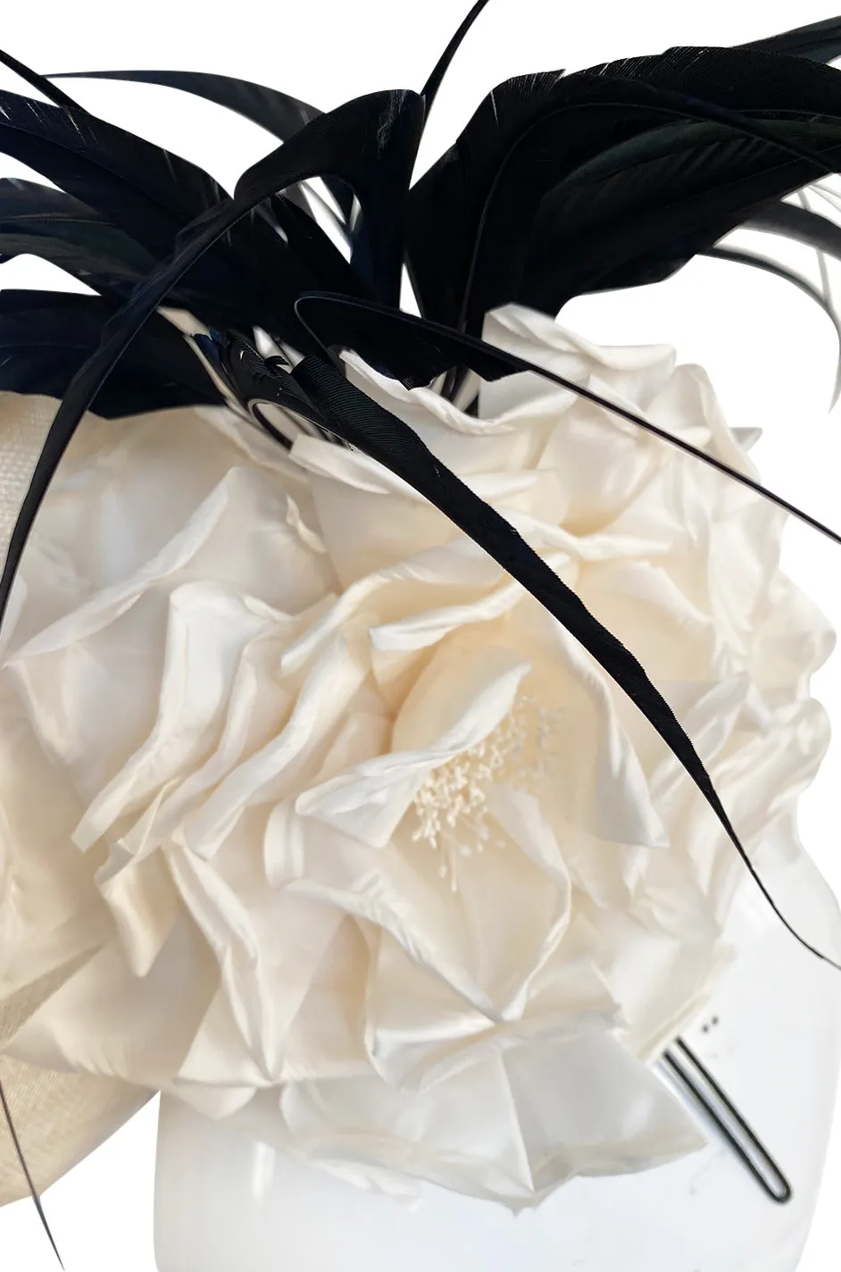 Bespoke 2001-2006 Philip Treacy Haute Couture Parasisal Feather & Silk Flower Topper Hat