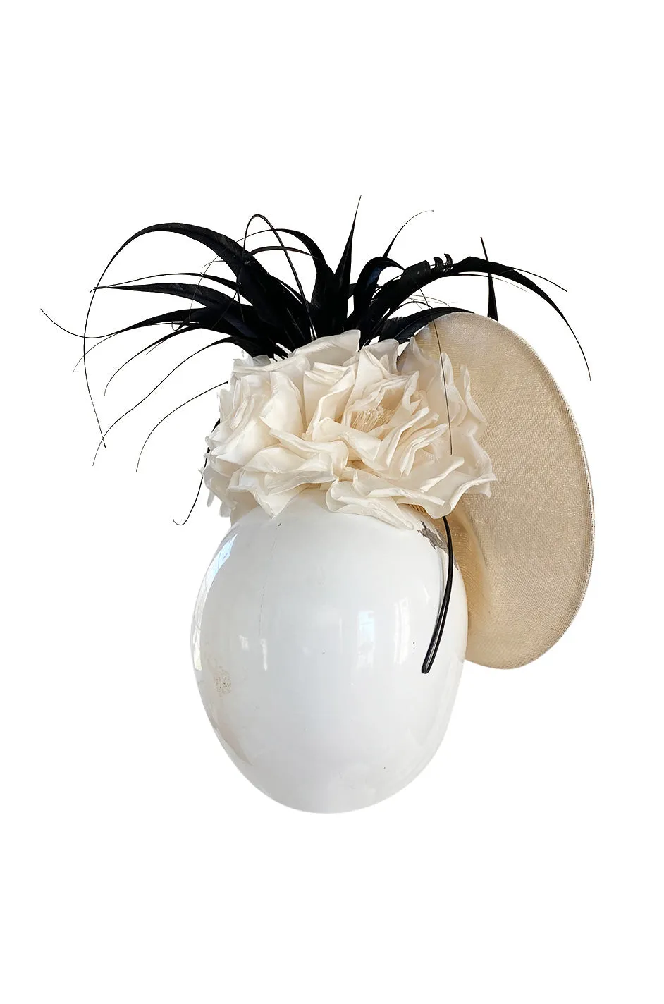 Bespoke 2001-2006 Philip Treacy Haute Couture Parasisal Feather & Silk Flower Topper Hat