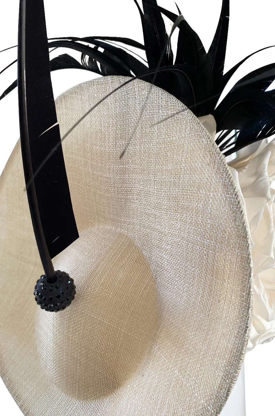 Bespoke 2001-2006 Philip Treacy Haute Couture Parasisal Feather & Silk Flower Topper Hat