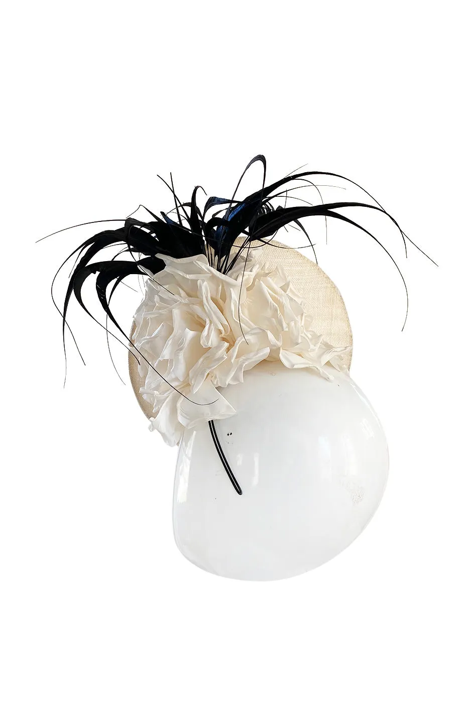 Bespoke 2001-2006 Philip Treacy Haute Couture Parasisal Feather & Silk Flower Topper Hat