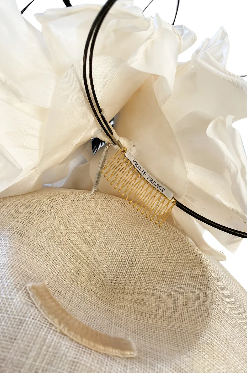 Bespoke 2001-2006 Philip Treacy Haute Couture Parasisal Feather & Silk Flower Topper Hat