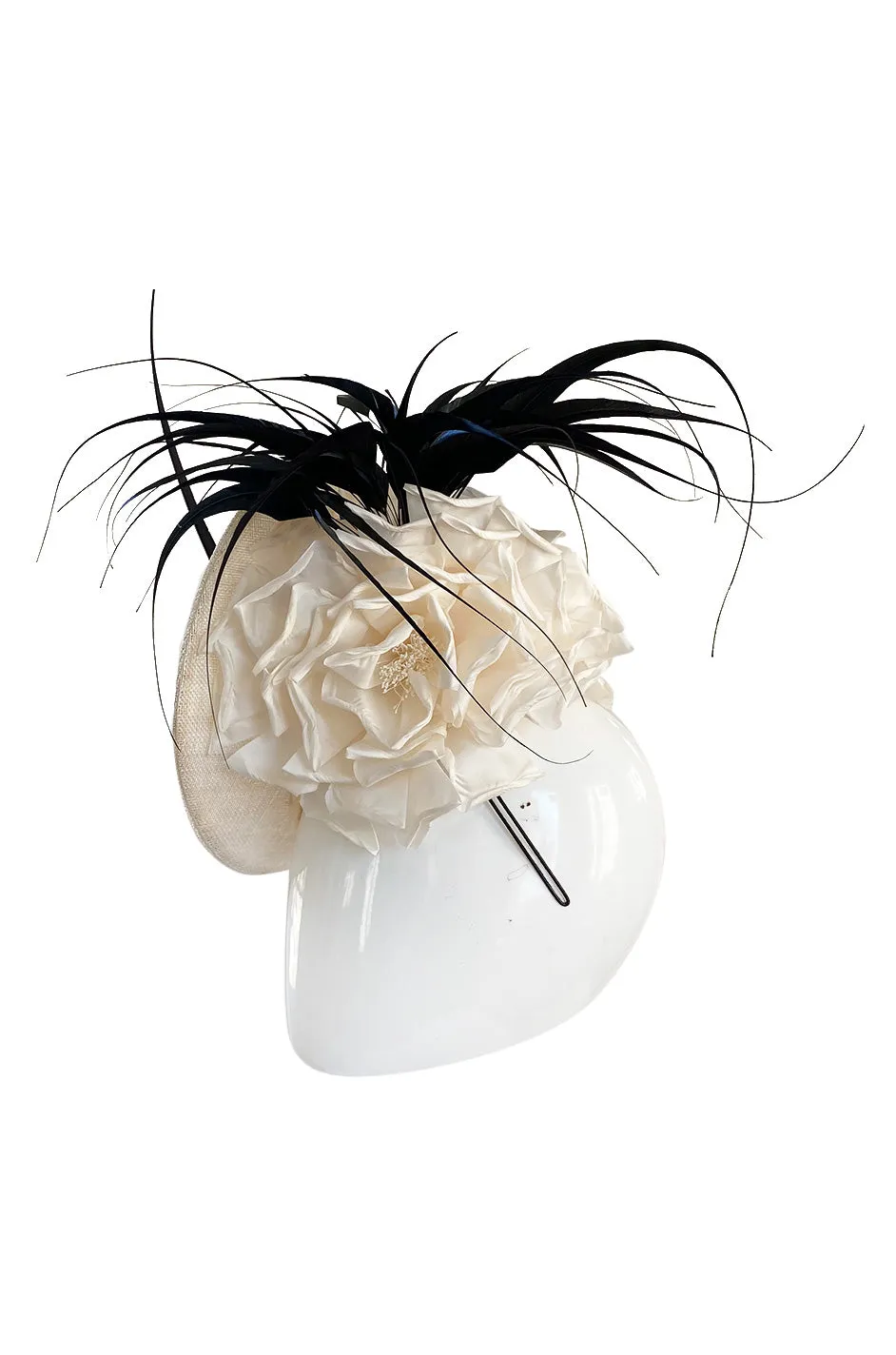 Bespoke 2001-2006 Philip Treacy Haute Couture Parasisal Feather & Silk Flower Topper Hat
