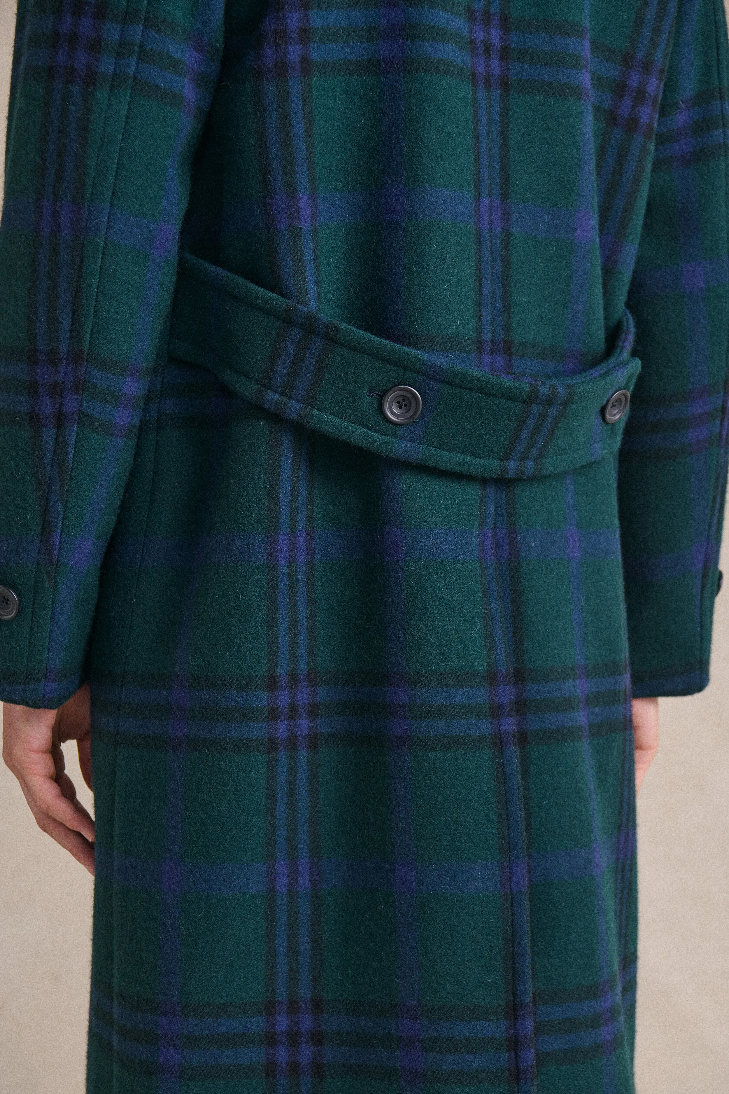 Black Watch Single Breasted Wool Coat