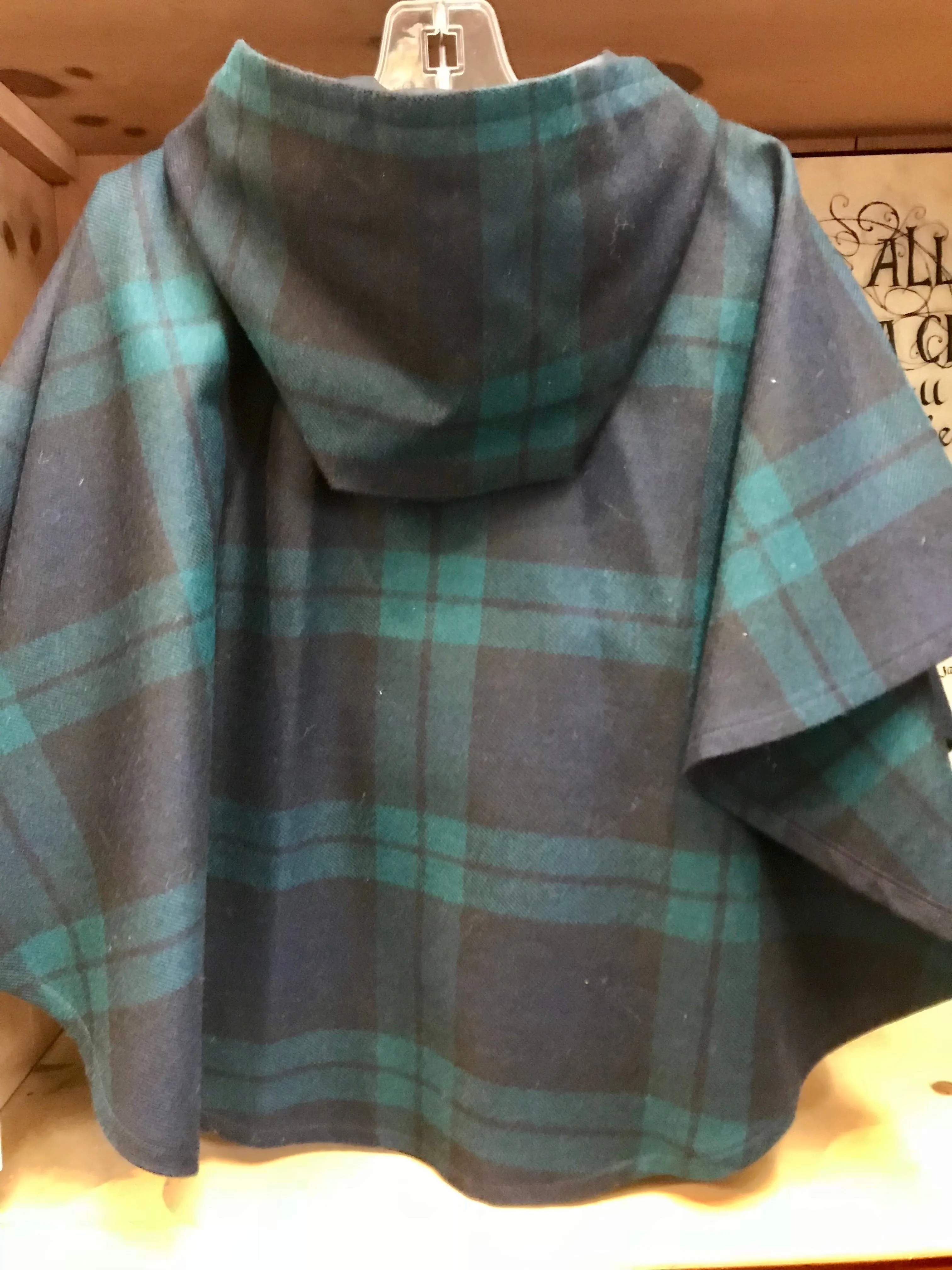 Blackwatch Tartan Wool Hooded Cape