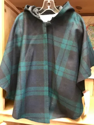 Blackwatch Tartan Wool Hooded Cape