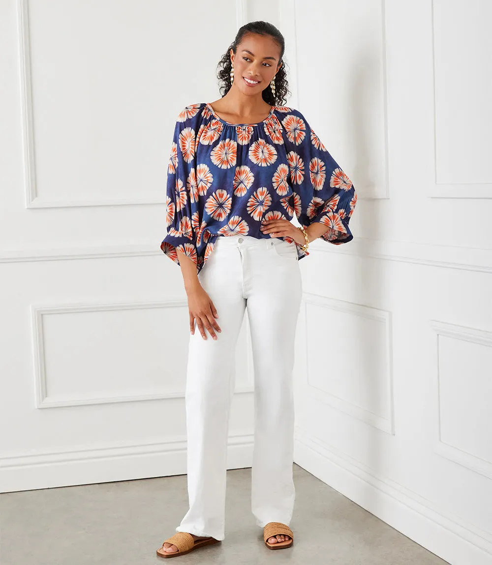 Blouson Sleeve Peasant Top
