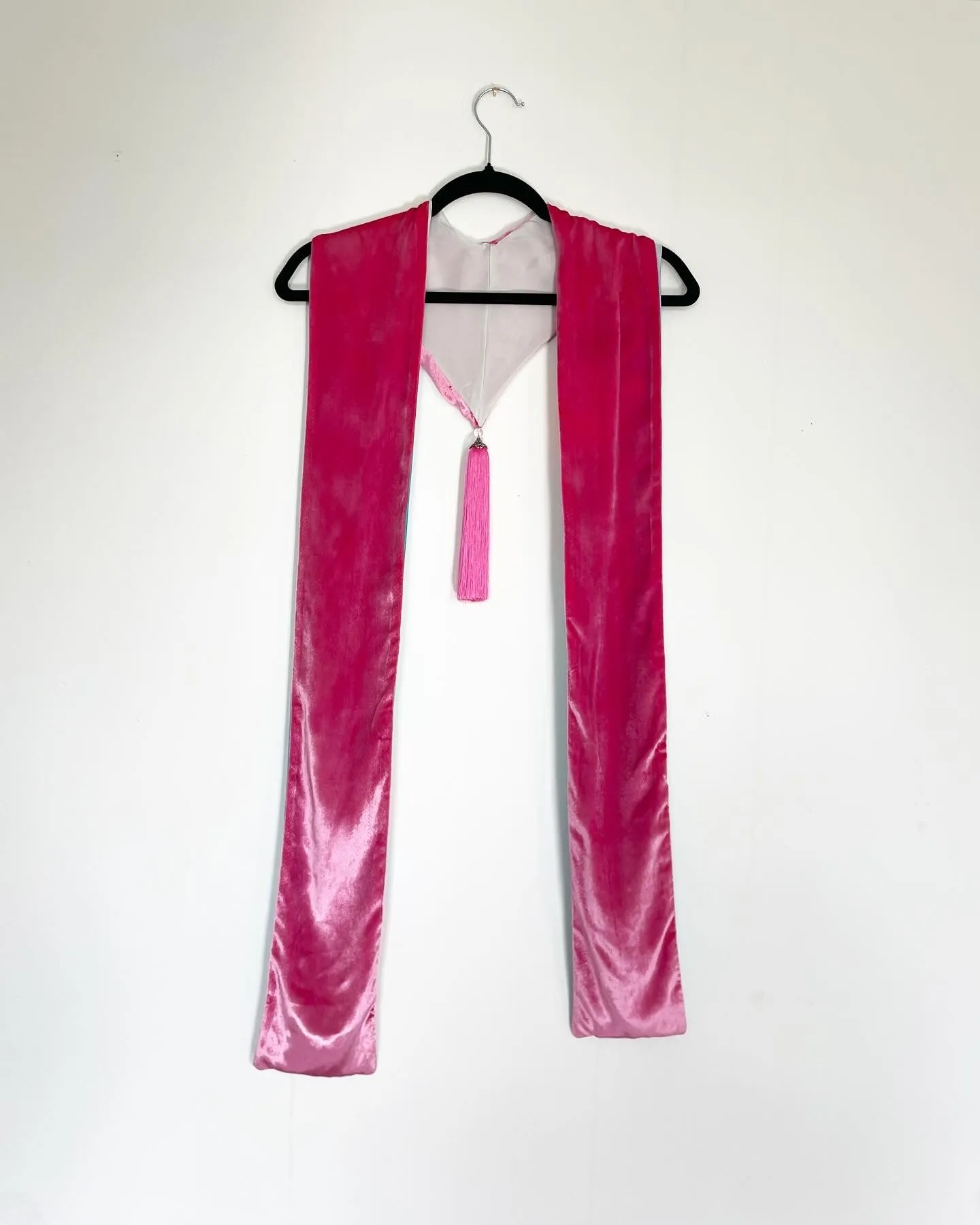 Blue and Pink Velvet Caftan with Butterfly Artwork