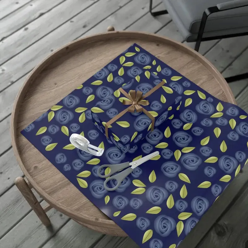 Blue Roses Gift Wrap Sparks Elegant Gifting