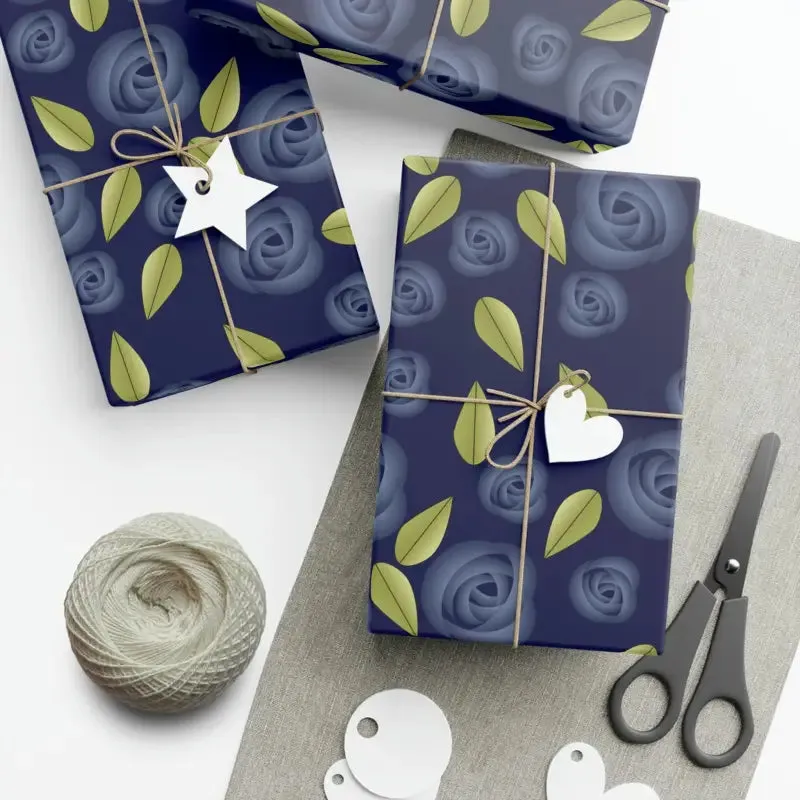 Blue Roses Gift Wrap Sparks Elegant Gifting