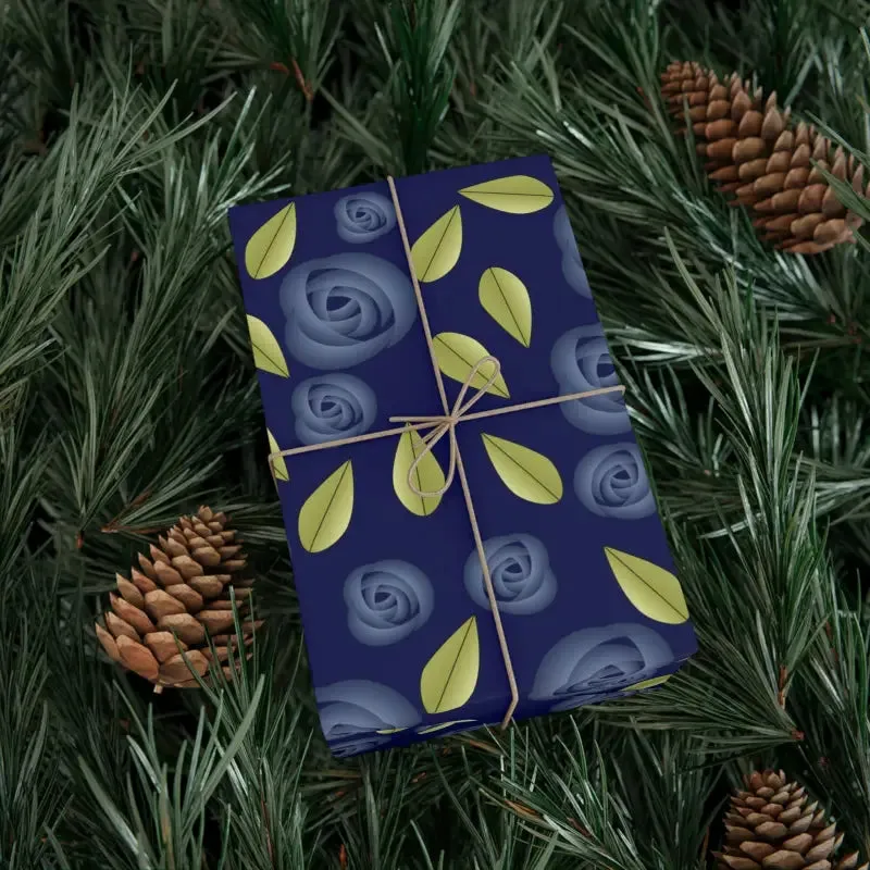 Blue Roses Gift Wrap Sparks Elegant Gifting