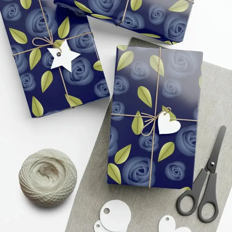 Blue Roses Gift Wrap Sparks Elegant Gifting
