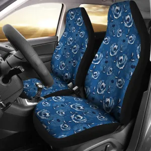 Blue Roses Pattern Car Seat Cover Set