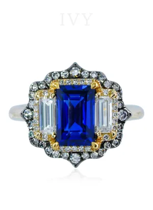 Blue Sapphire and Diamond Ring