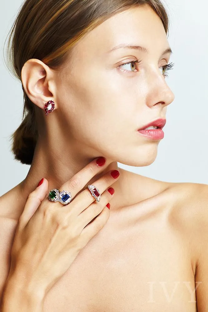 Blue Sapphire and Diamond Ring