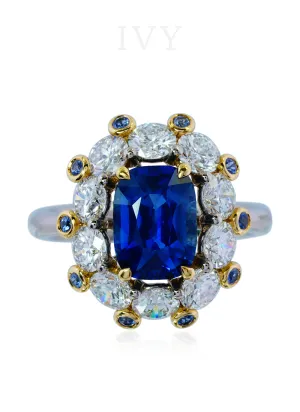 Blue Sapphire and Diamond Ring