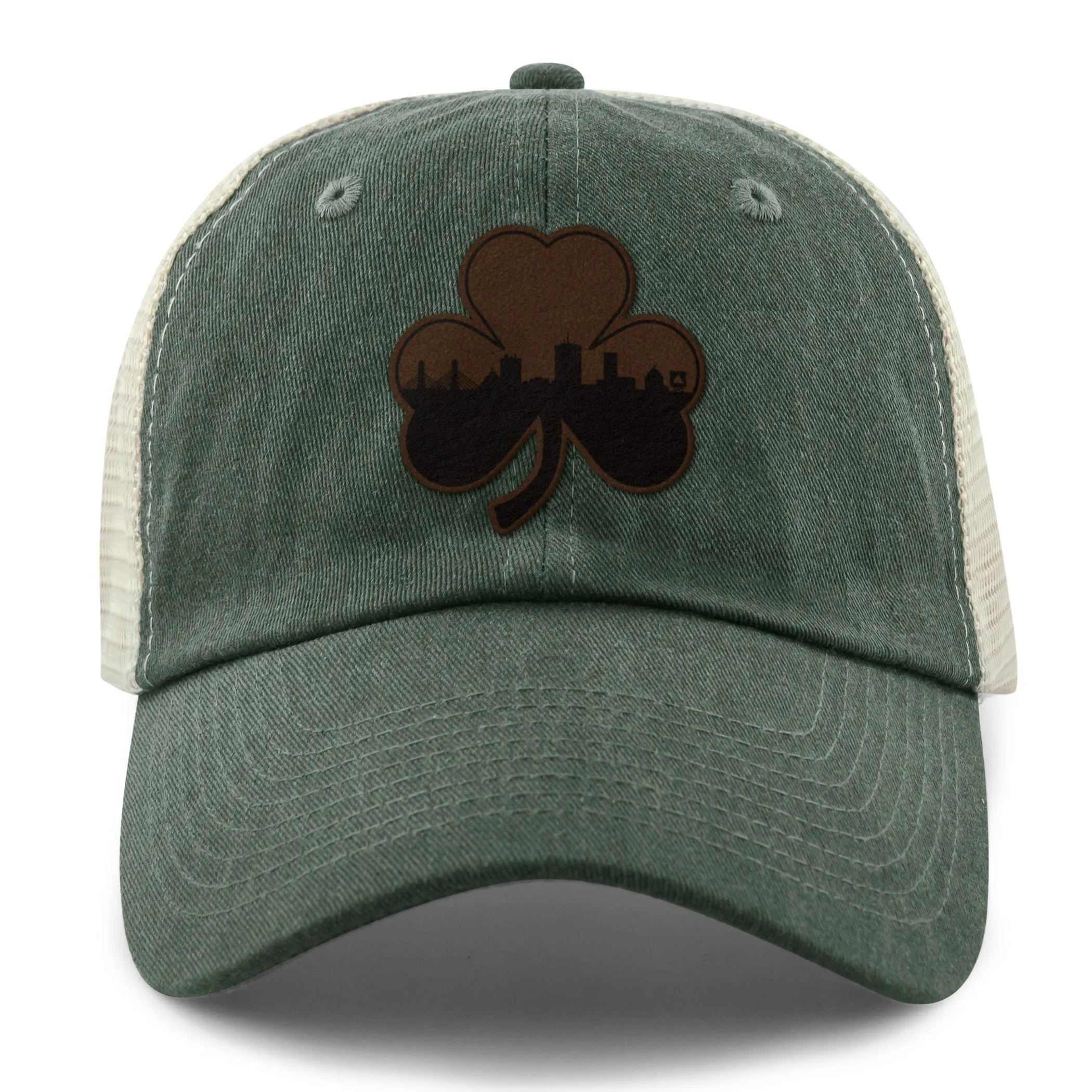 Boston Shamrock Skyline Leather Patch Relaxed Trucker