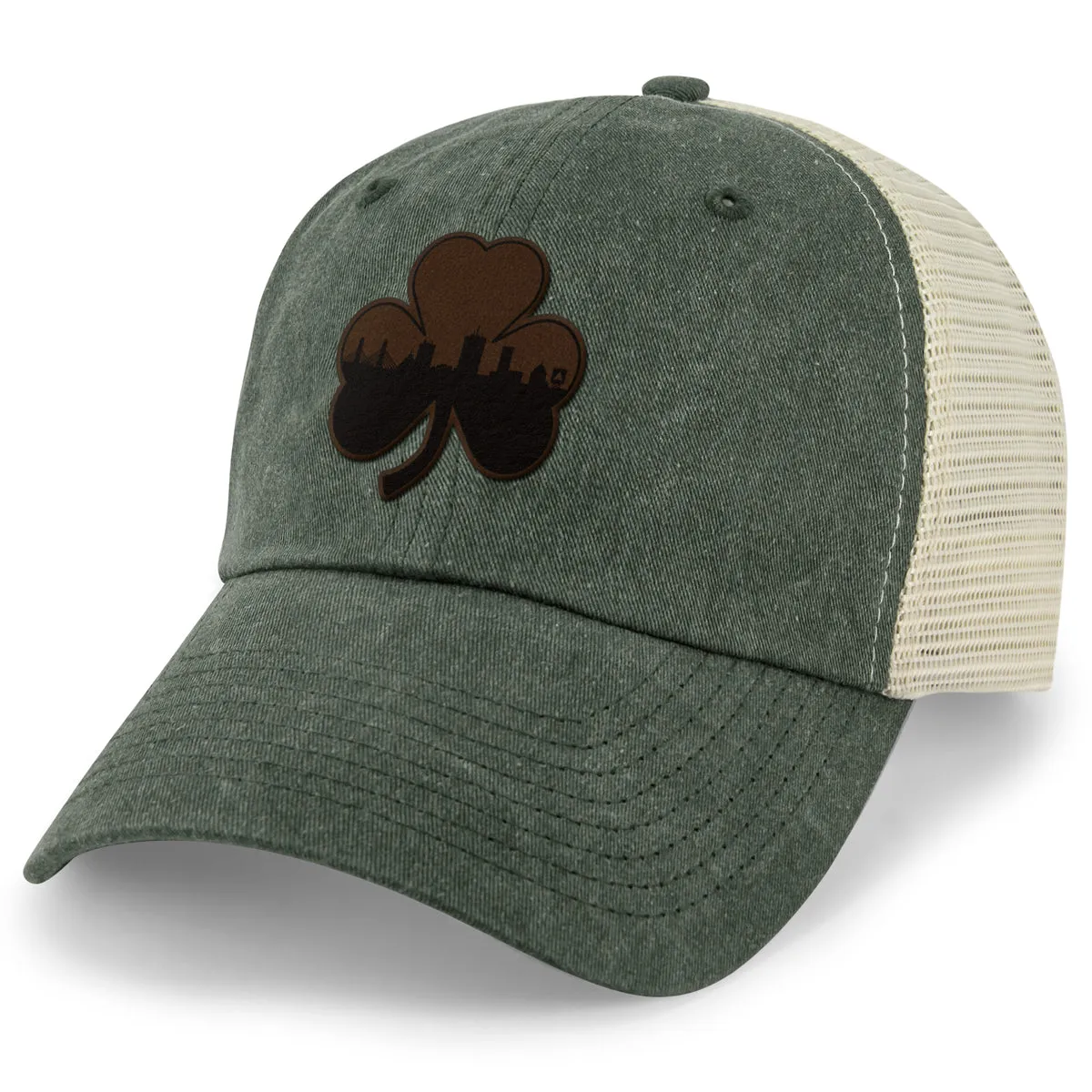 Boston Shamrock Skyline Leather Patch Relaxed Trucker