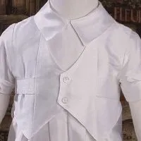 Boys Silk Dupioni Vested Christening Baptism Coverall with Hat - LTMAL-DPB351