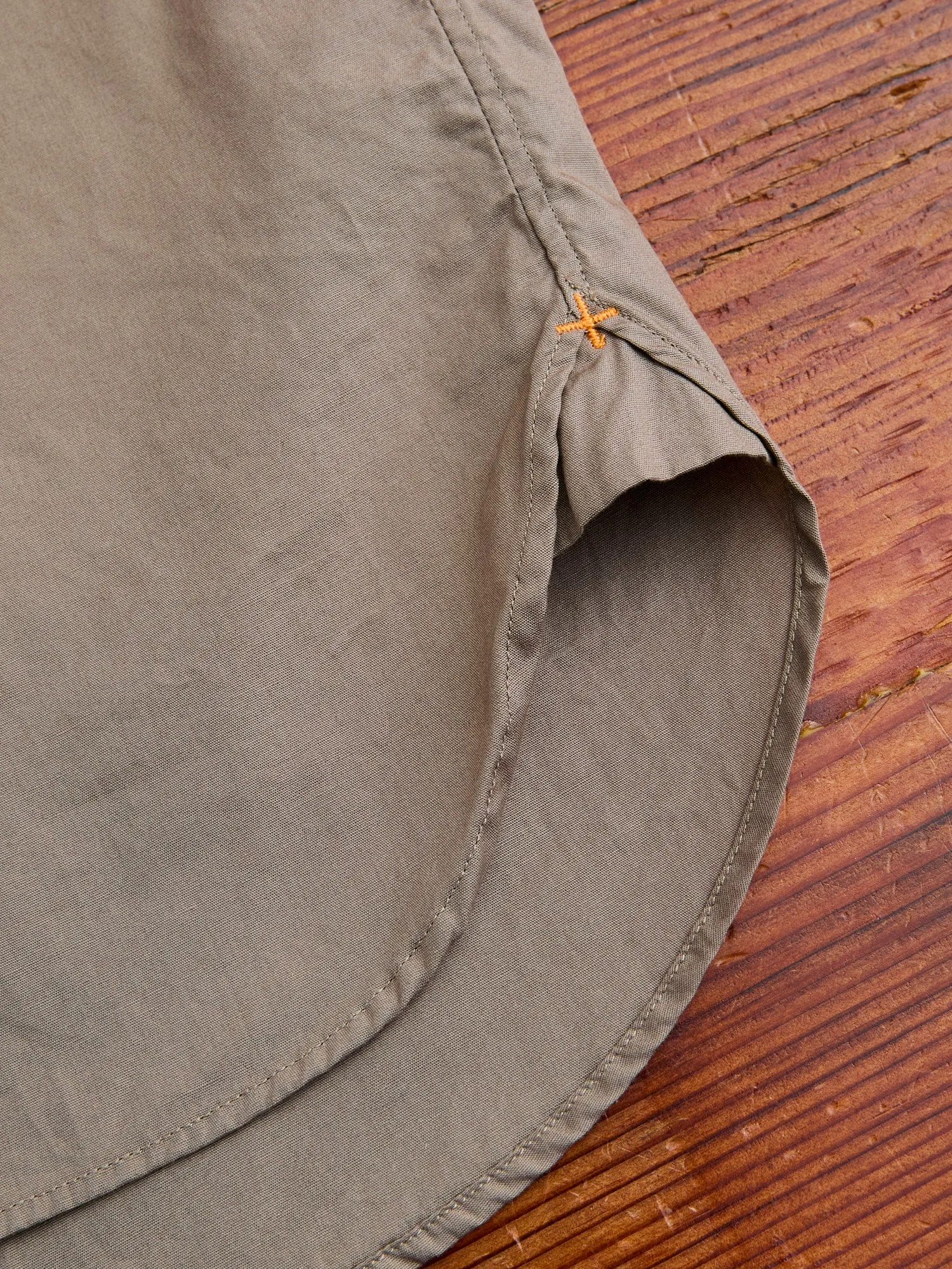 Broad Cloth Short Sleeve Button-Down Shirt in Beige