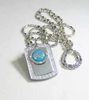 BUFFALO BILLS BLING NECKLACE PENDANT CZ STAINLESS DOG TAG