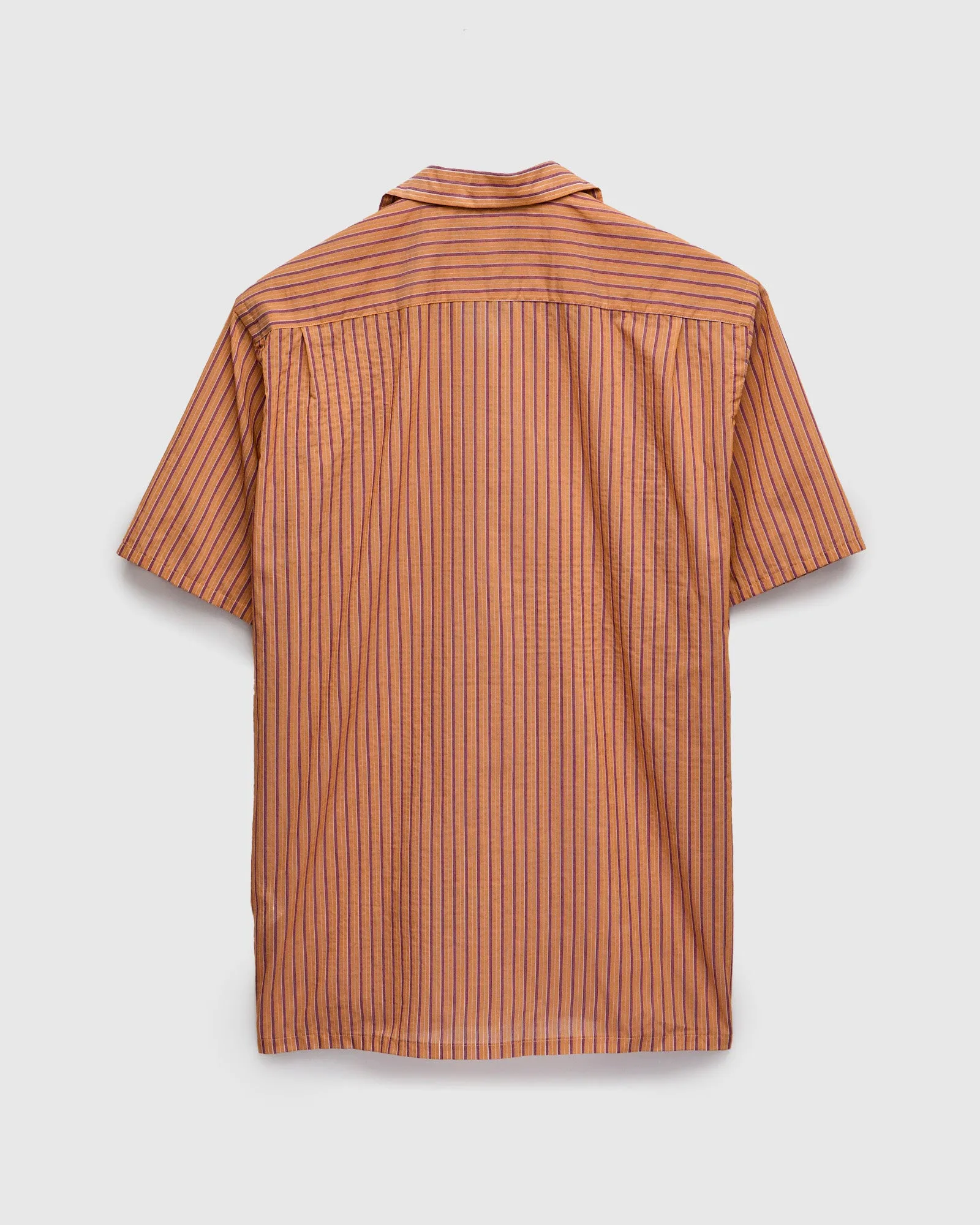 Bumpy Stripe Open Collar Shirt in Orange