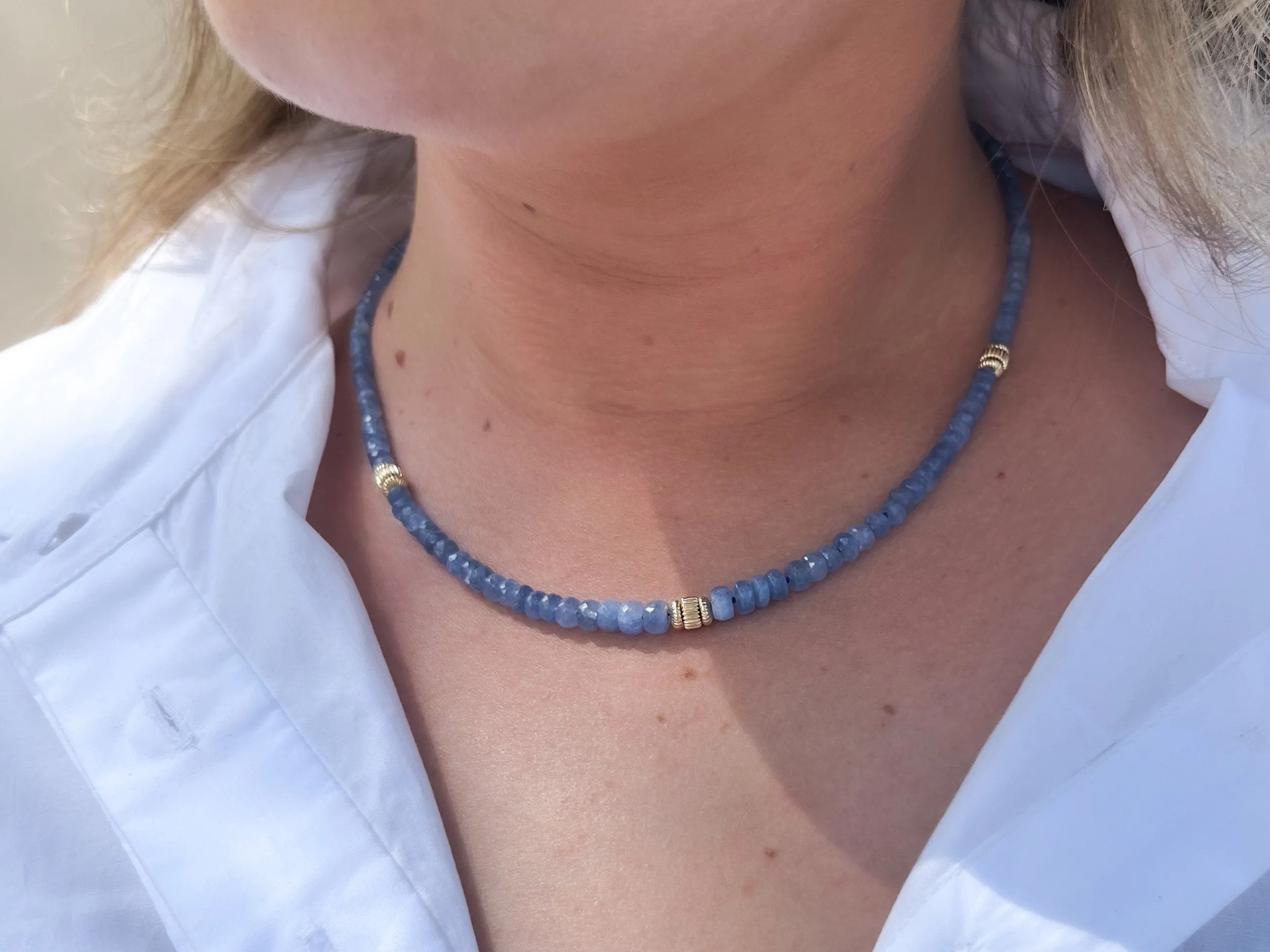 Burmese Sapphire Necklace with Gold Accents