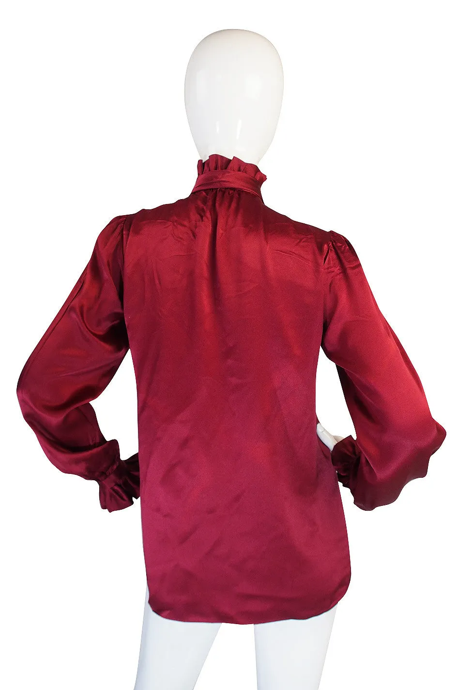 c1979 Yves Saint Laurent Haute Couture Garnet Silk Top