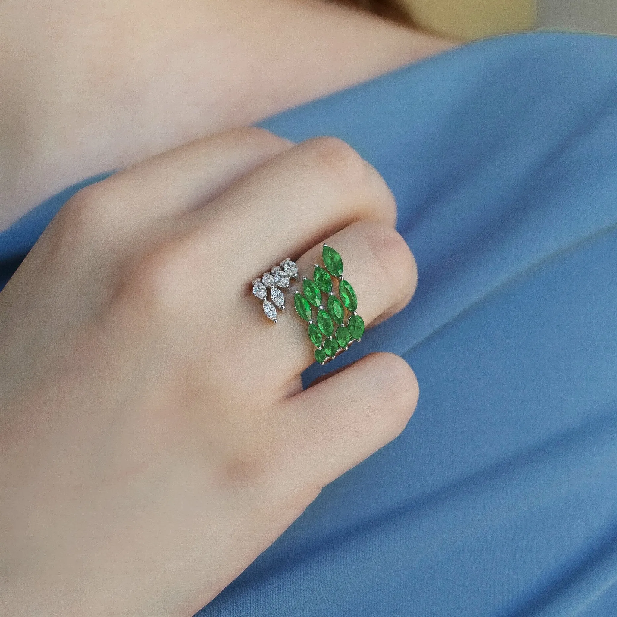 Calliope Diamond & Emerald Wrap Ring