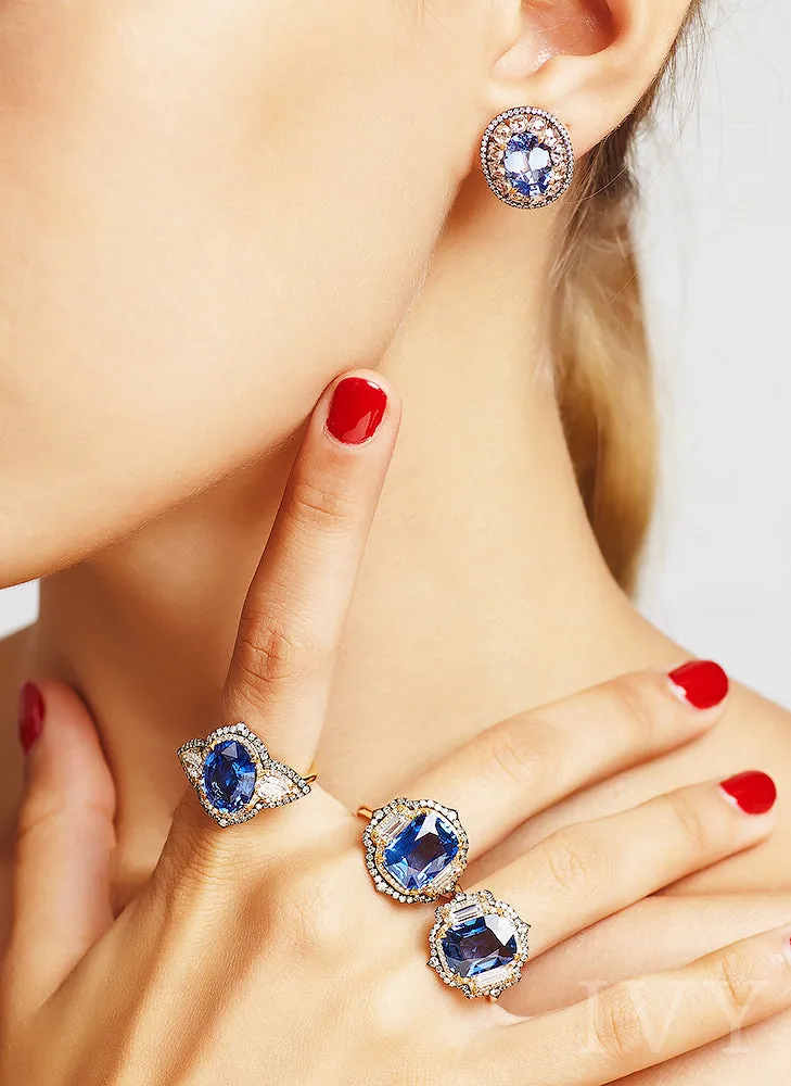 Ceylon Blue Sapphire and Diamond Ring