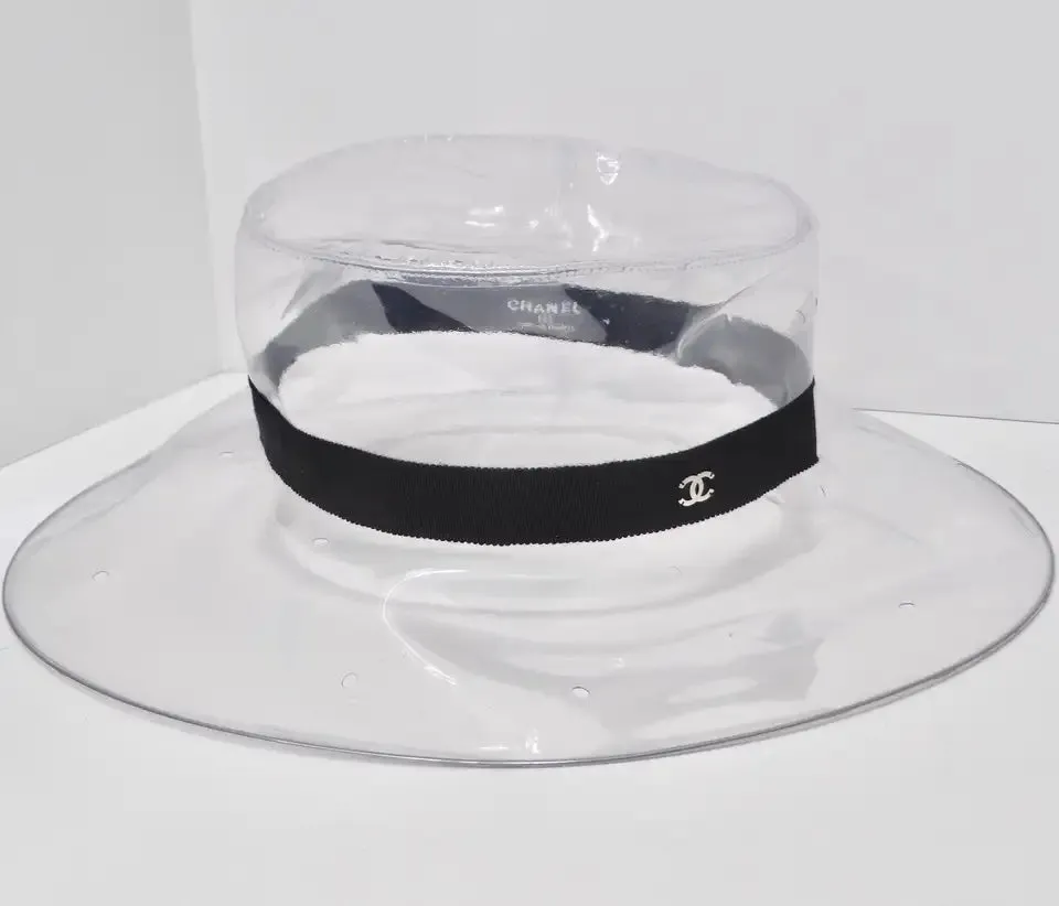 Chanel 2018 PVC Vinyl CC Cloche Transparent Hat