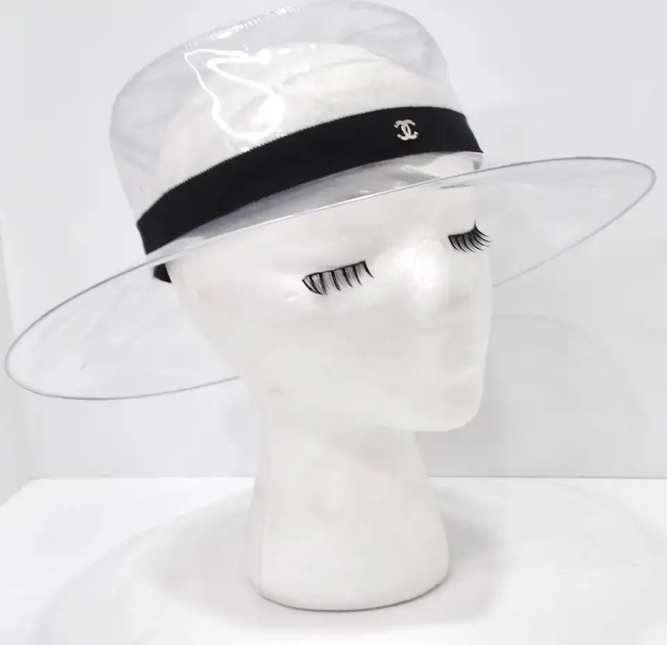 Chanel 2018 PVC Vinyl CC Cloche Transparent Hat