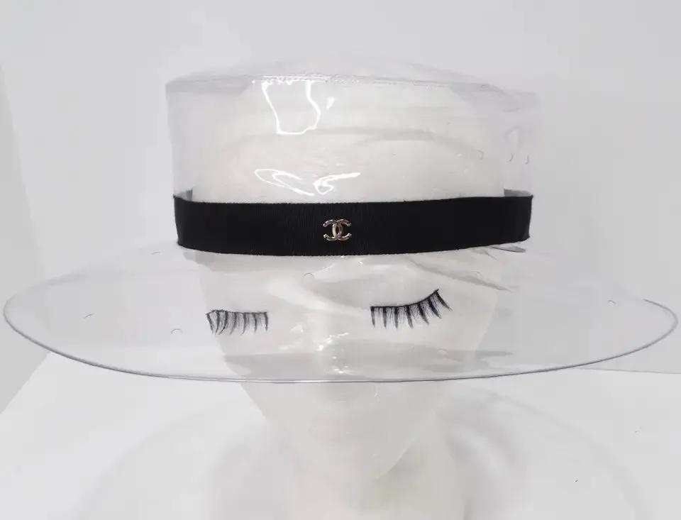 Chanel 2018 PVC Vinyl CC Cloche Transparent Hat
