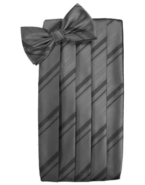 Charcoal Kids Striped Satin Cummerbund
