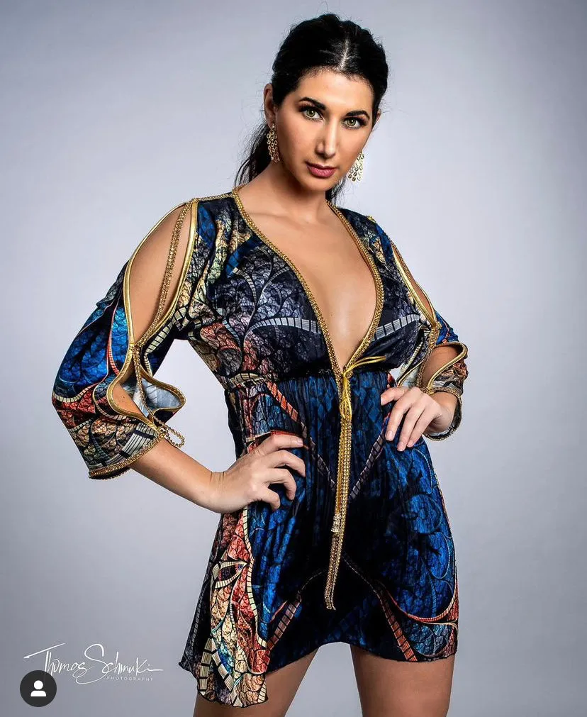 Cher Blue vitral 100% Silk Charmeuse - Short Cocktail Dress