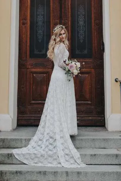 Chiffon Jersey Satin Sash Ribbon Lace Wedding Dress-715107