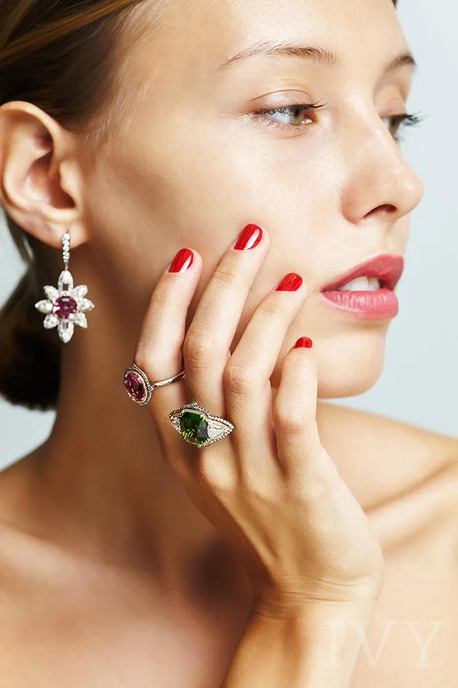 Chrome Tourmaline and Diamond Ring