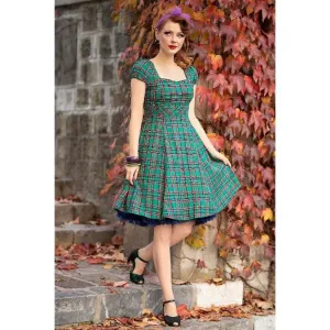 Claudia 50s Style Green Tartan Swing Dress