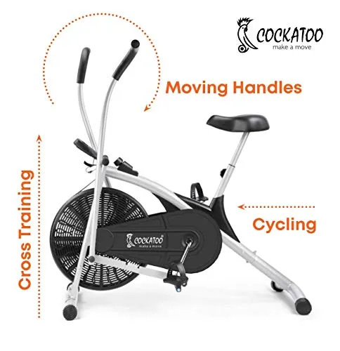 Cockatoo AB06 Stainless Steel Exercise Bike with Moving Handle and Adjustable Cushioned Seat, Black/Silver (DIY, Do It Yourself Installation)