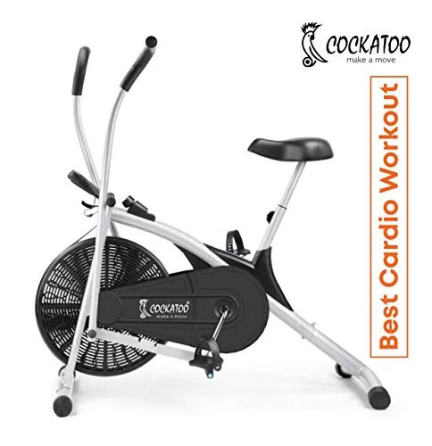 Cockatoo AB06 Stainless Steel Exercise Bike with Moving Handle and Adjustable Cushioned Seat, Black/Silver (DIY, Do It Yourself Installation)