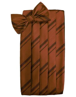 Cognac Kids Striped Satin Cummerbund