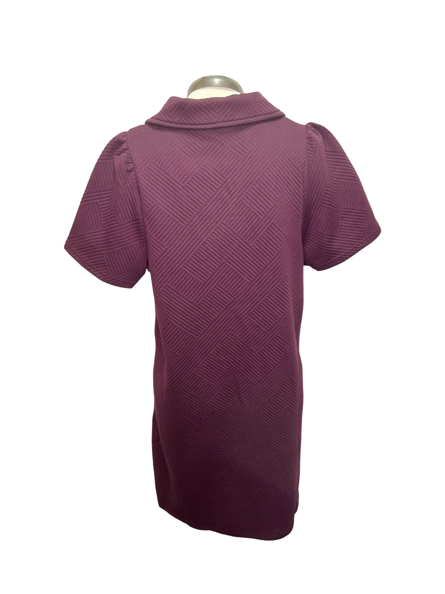 Collared Textured Dress Burgundy