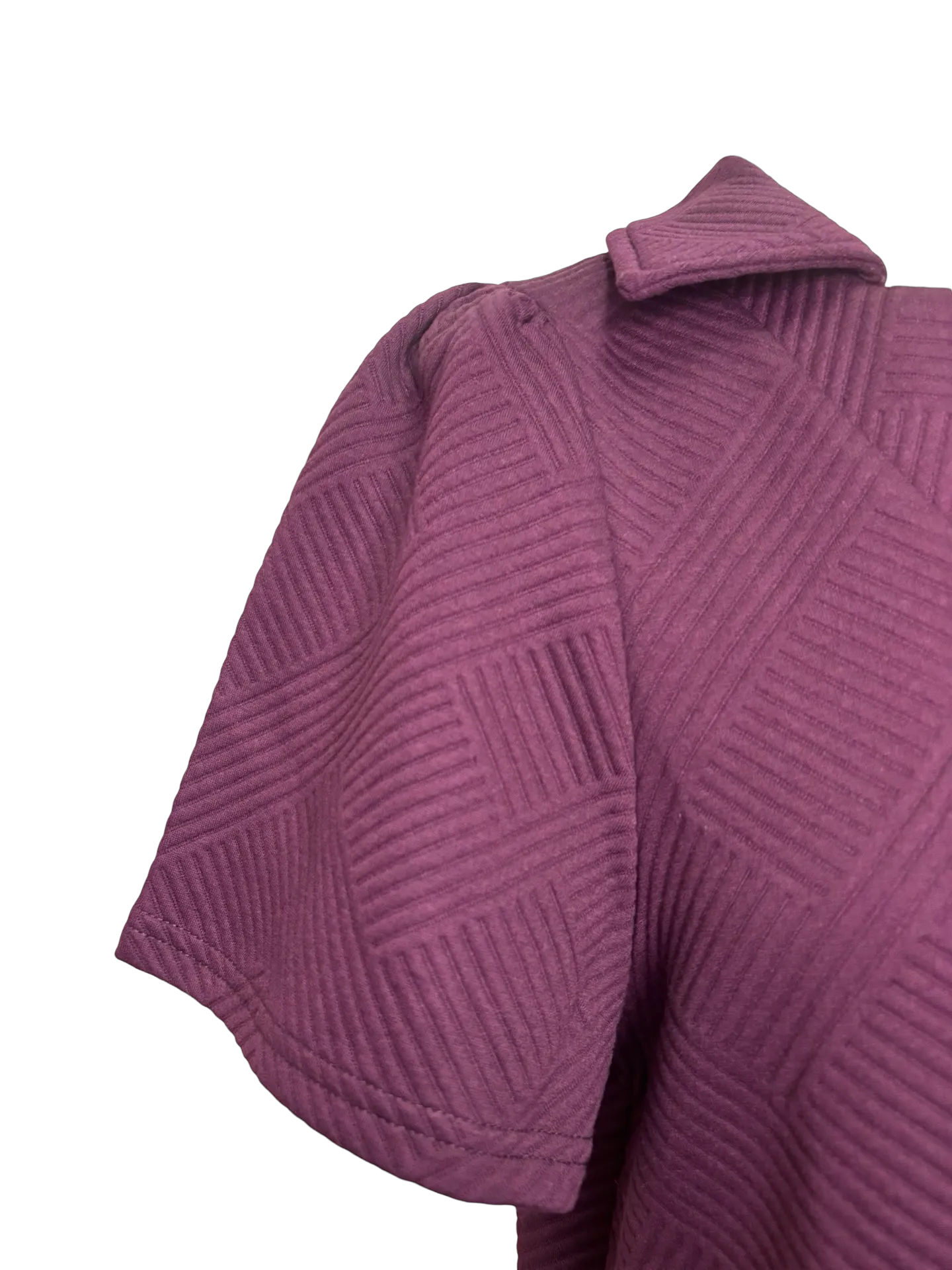 Collared Textured Dress Burgundy
