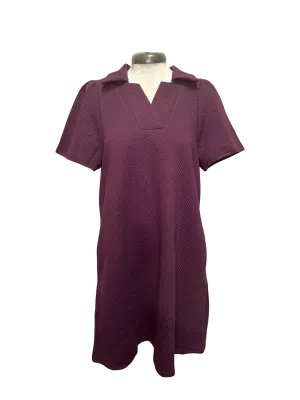 Collared Textured Dress Burgundy