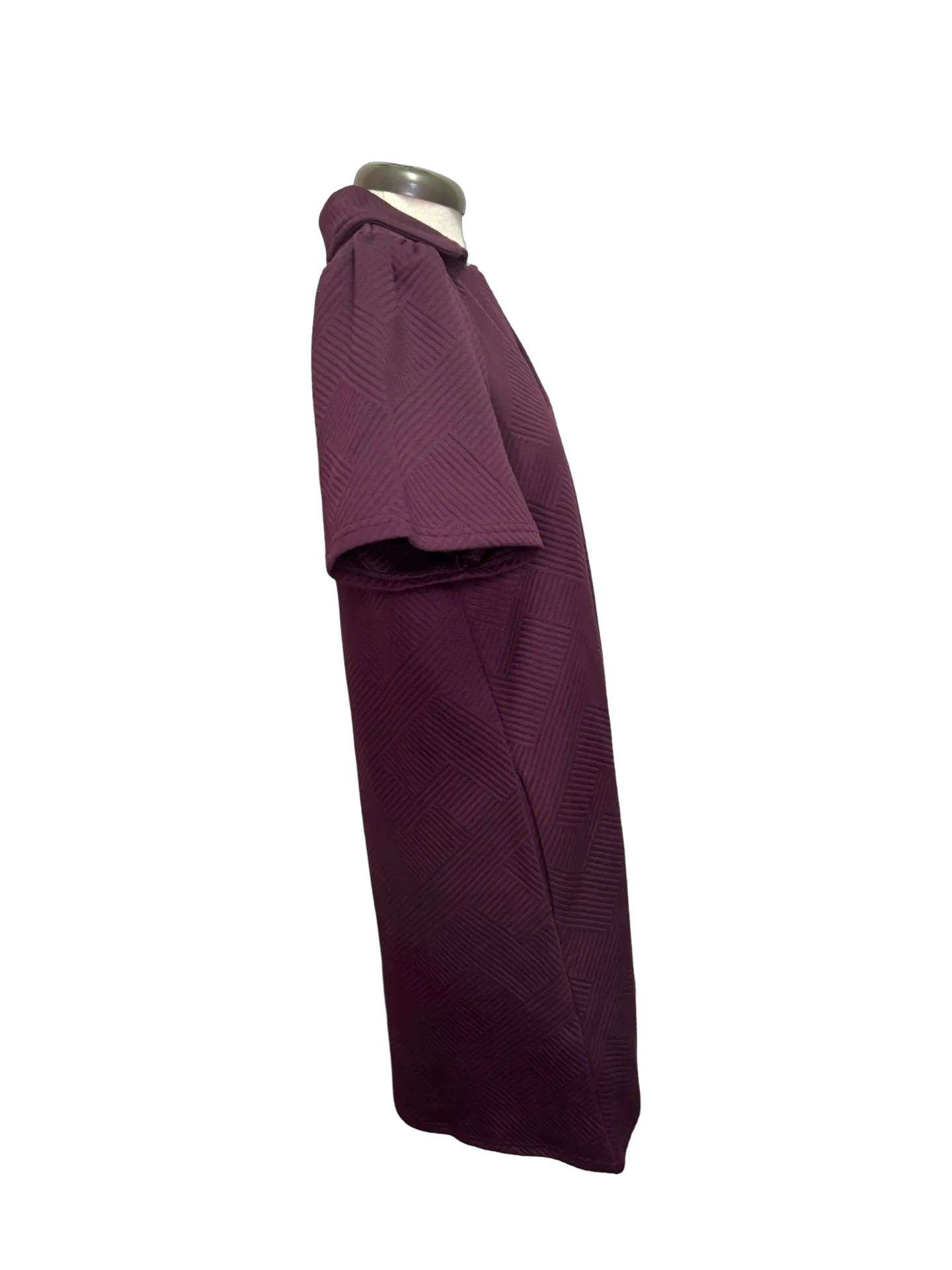 Collared Textured Dress Burgundy