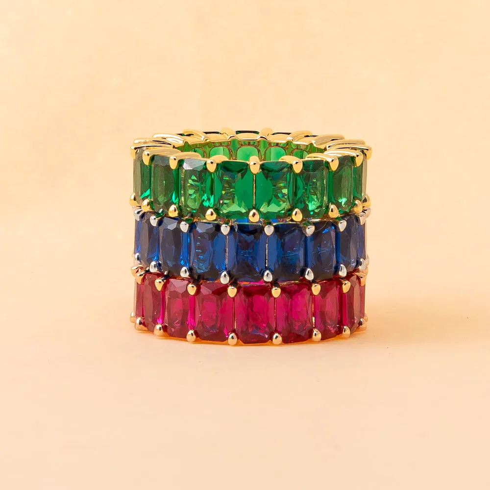 Colored CZ Baguette Eternity Band