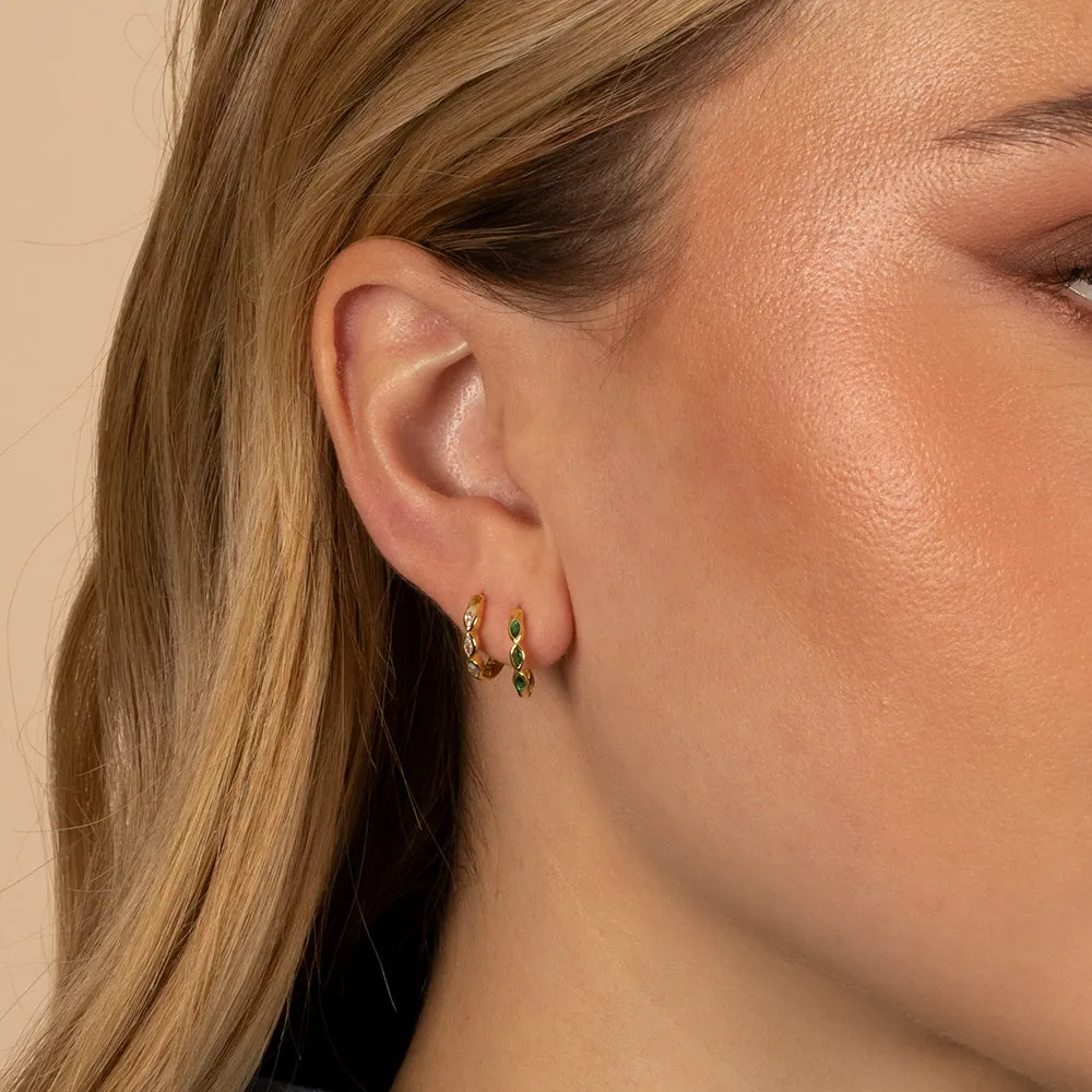 Colored Marquise Bezel Huggie Earring