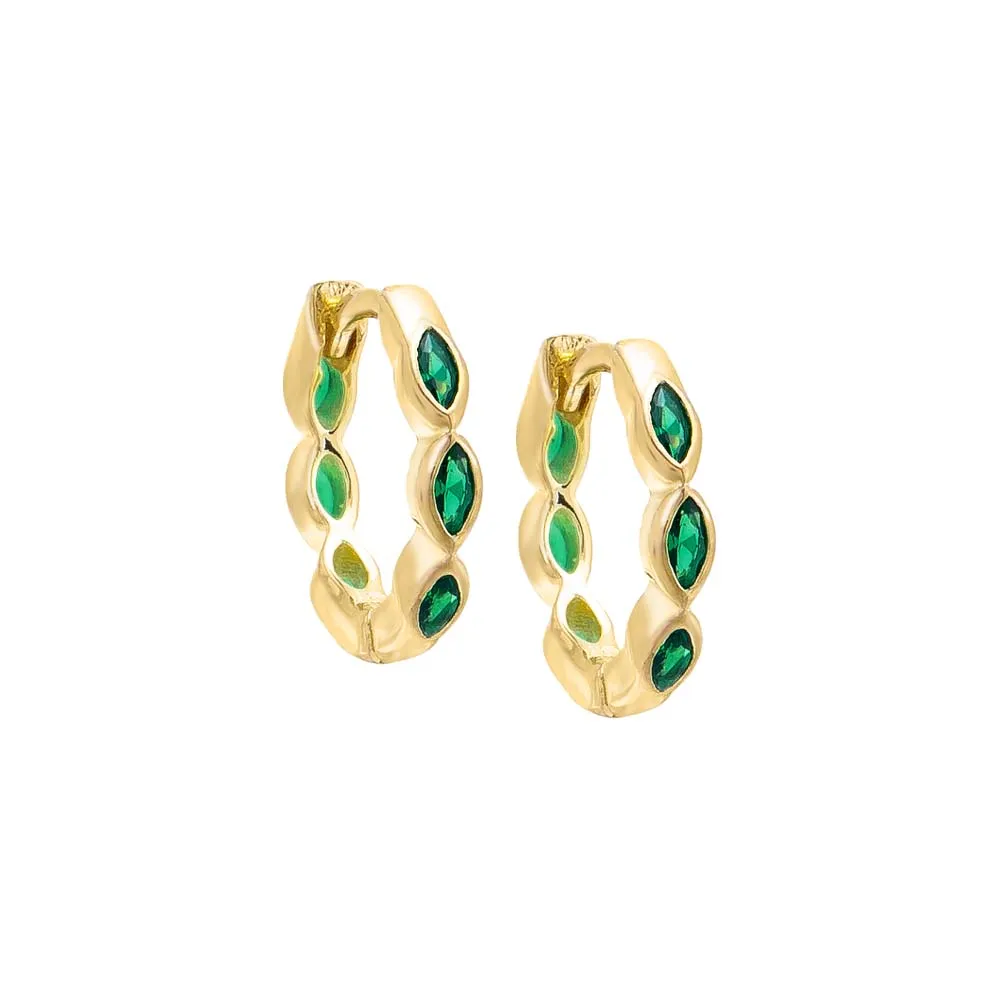 Colored Marquise Bezel Huggie Earring
