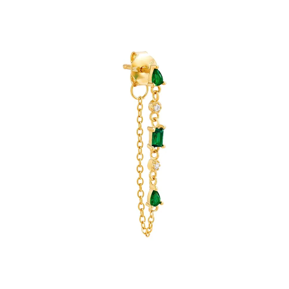 Colored Multi Stone Shape Chain Drop Earring