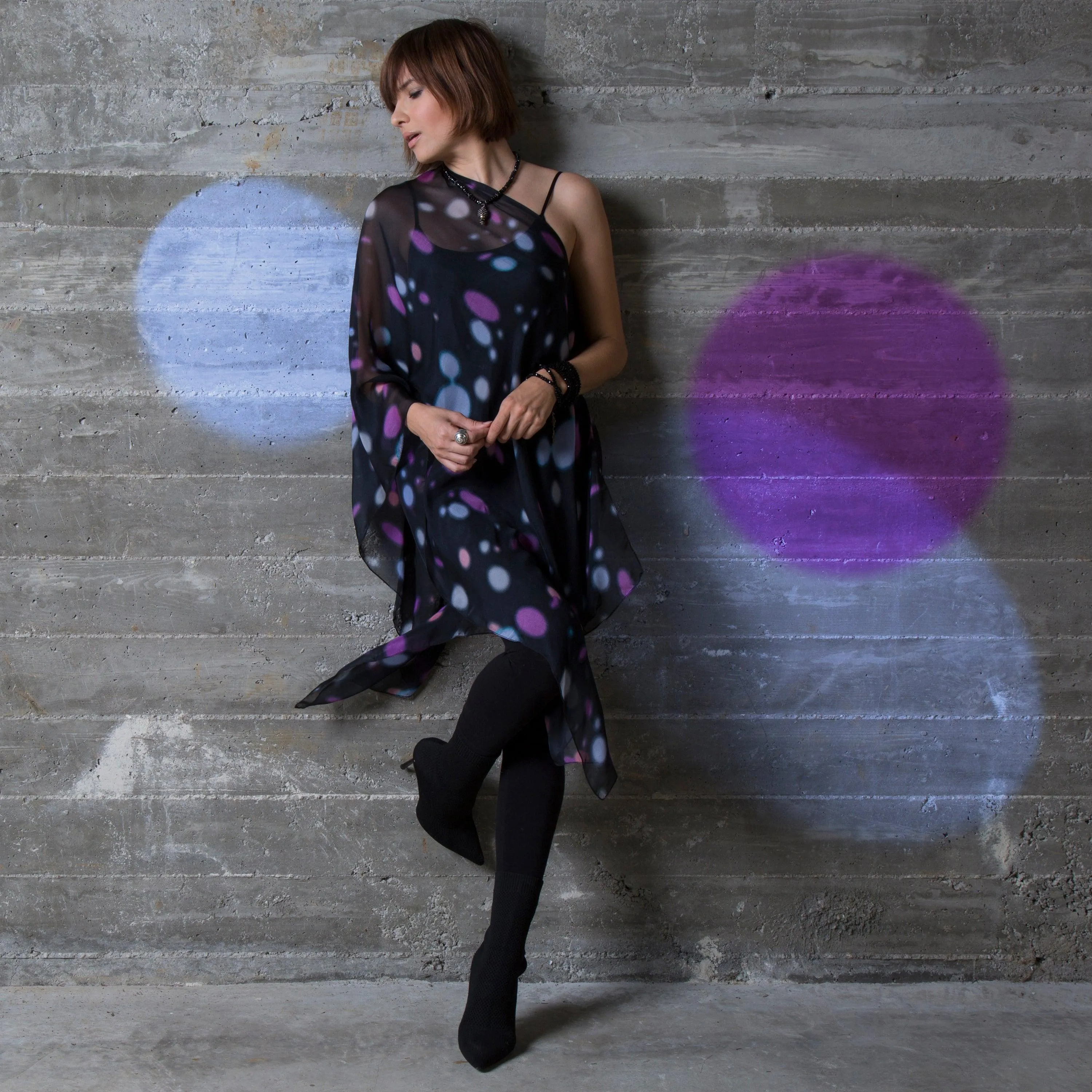 Cosmos Silk Chiffon Scarf Wrap